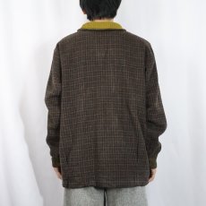 画像3: 70's チェック柄 ウールファラオジャケット L (3)