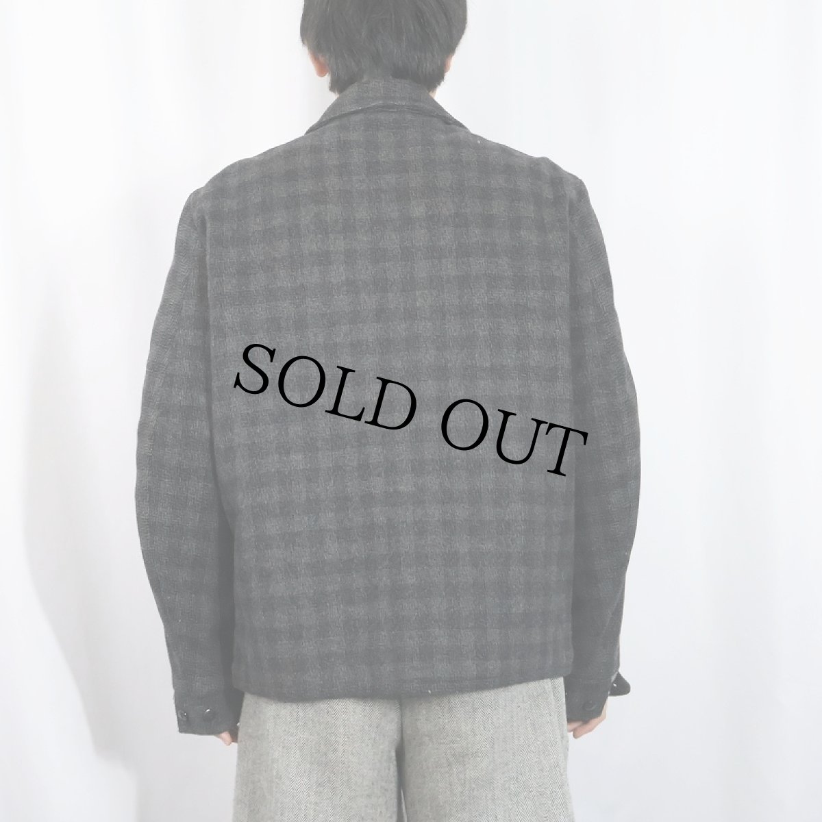 画像3: 60's Outerwear チェック柄 キルティングライナー ウールスポーツジャケット (3)