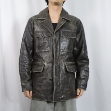 画像3: GAP レザーカーコート BROWN S (3)
