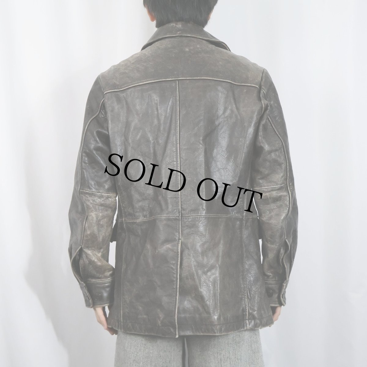 画像4: GAP レザーカーコート BROWN S (4)