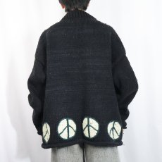 画像5: 80〜90's REY WEAR ECUADOR製 ピースマーク ウールニットセーター BLACK (5)