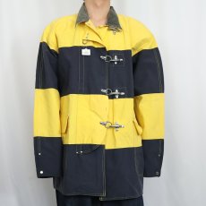 画像2: 90's POLO Ralph Lauren ボーダー柄 コットン×ナイロンファイヤーマンジャケット L (2)