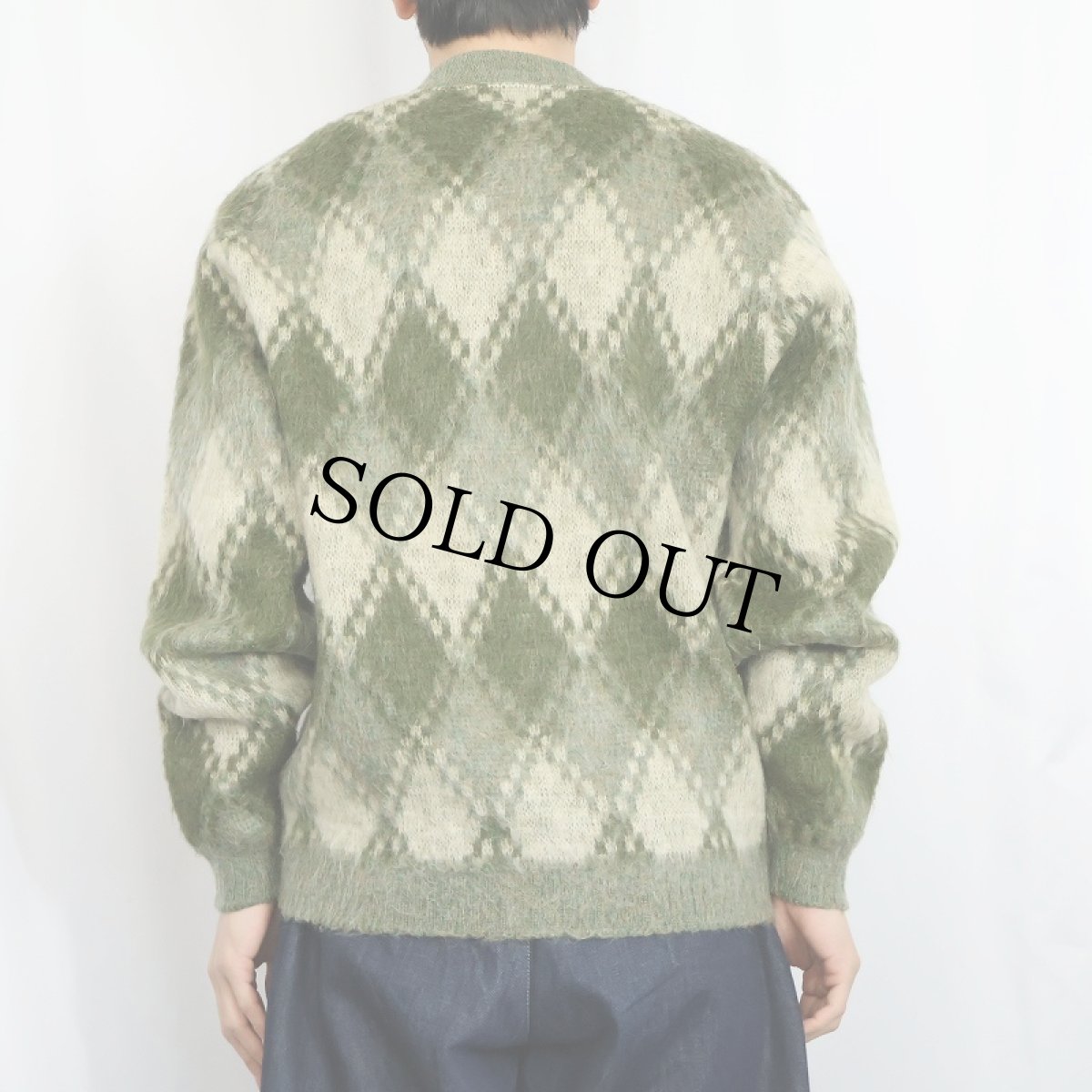 画像3: 60's PURITAN ダイヤ柄 モヘアニットカーディガン L (3)