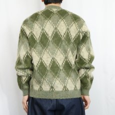 画像3: 60's PURITAN ダイヤ柄 モヘアニットカーディガン L (3)