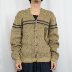 画像2: 60's ARROW ウール×モヘアニットカーディガン L (2)