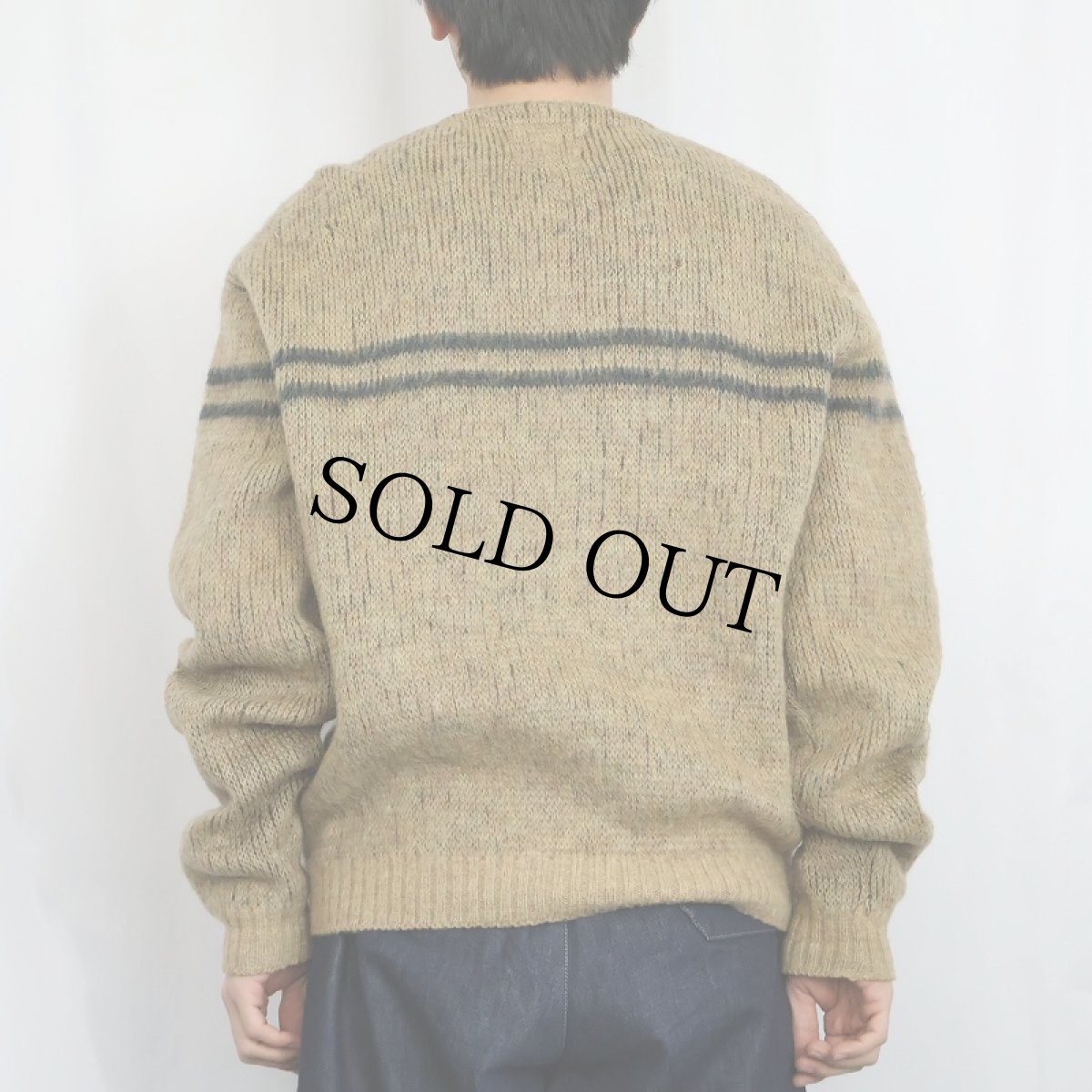 画像3: 60's ARROW ウール×モヘアニットカーディガン L (3)