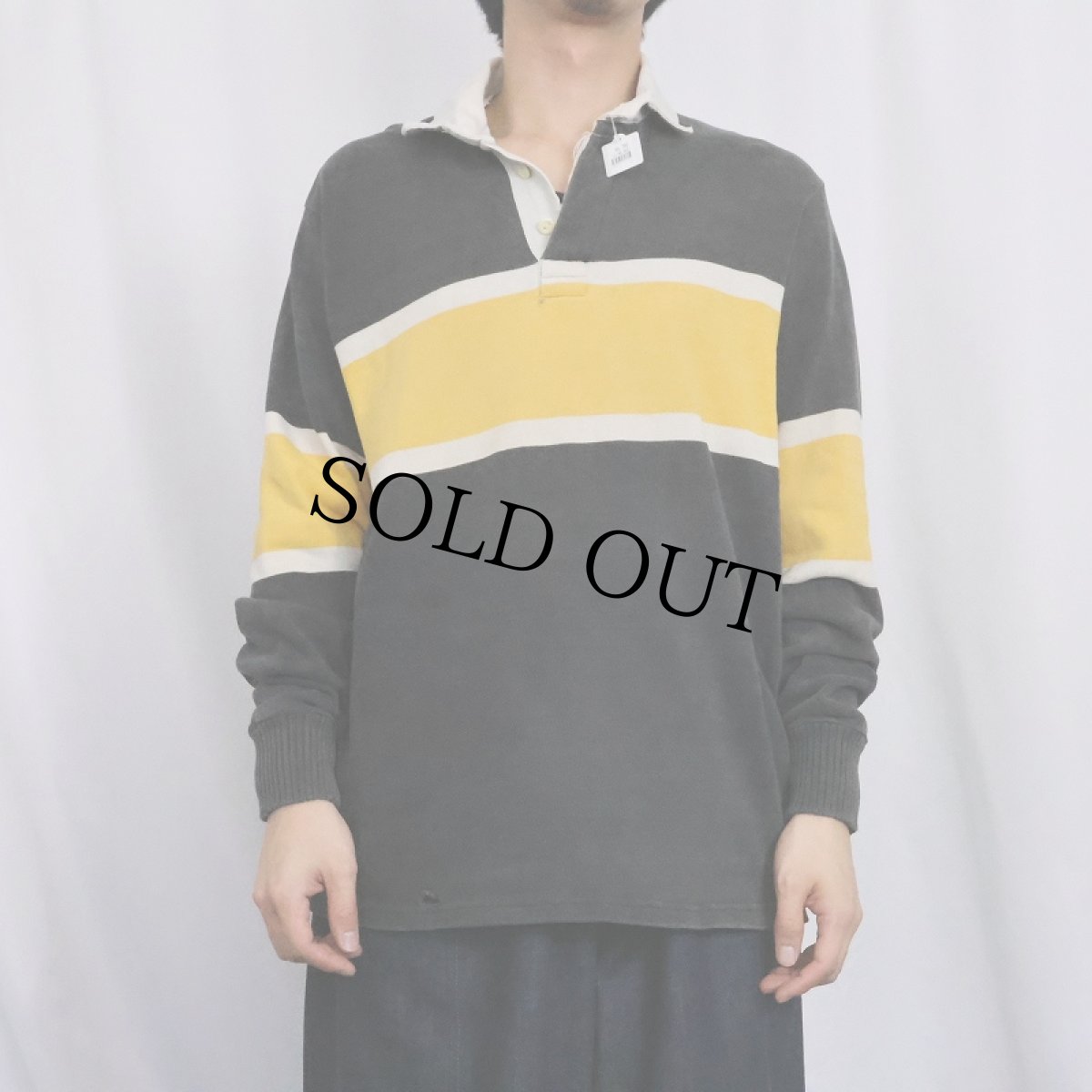 画像2: ボーダー柄 ラガーシャツ (2)