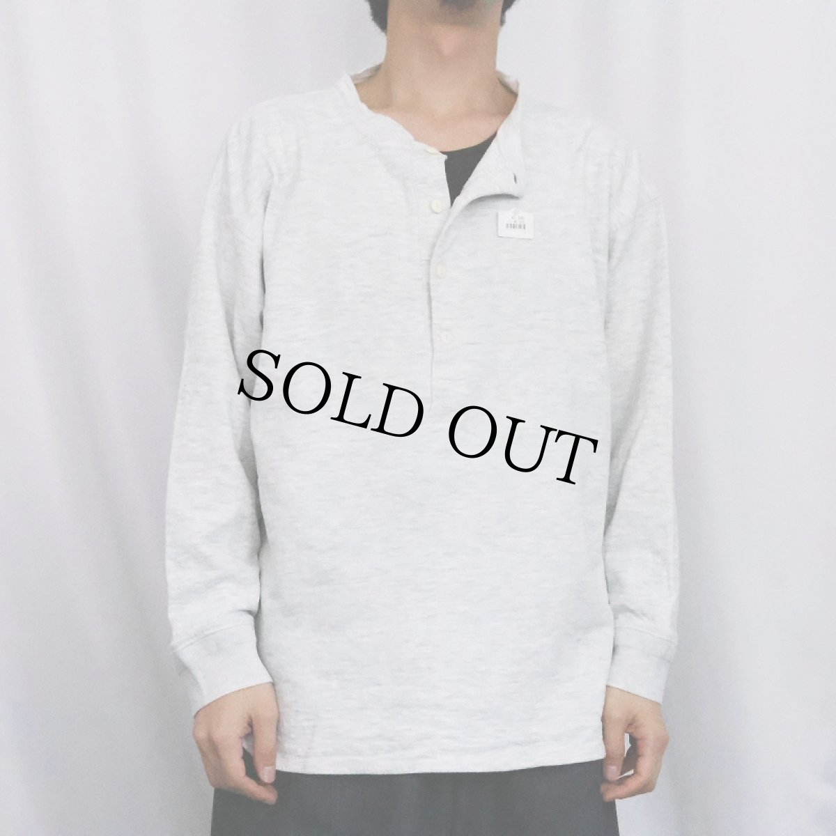 画像2: 90's J.CREW USA製 ヘンリーネック 2PLYカットソー L (2)