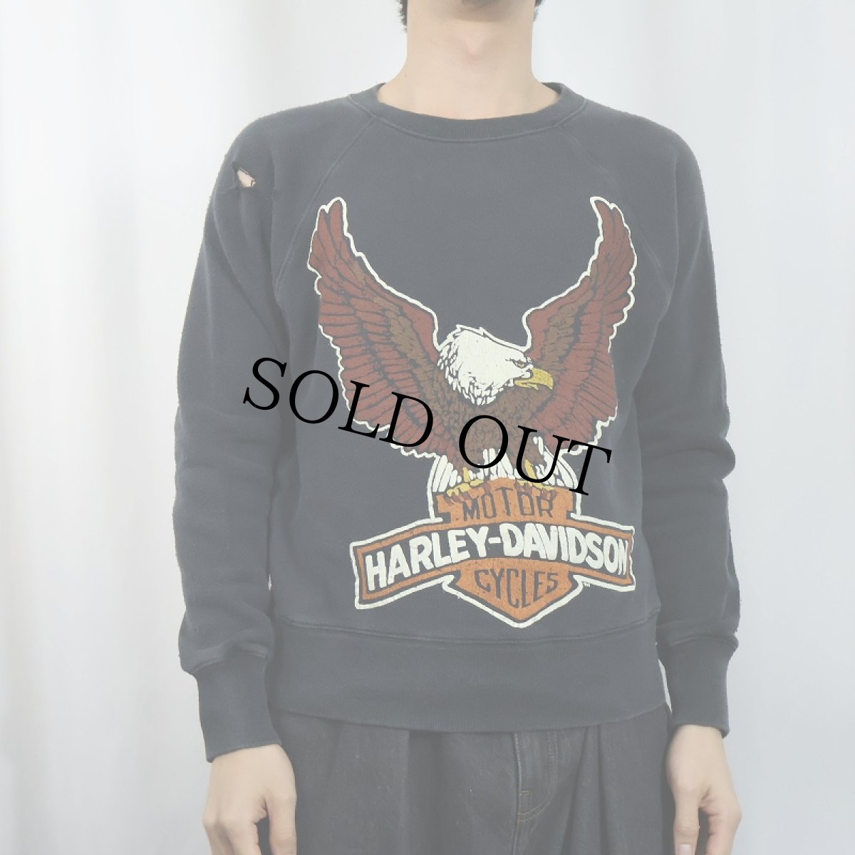 画像2: HARLEY-DAVIDSON USA製 イーグルプリントラグランスウェット XS (2)