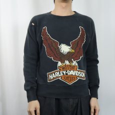 画像2: HARLEY-DAVIDSON USA製 イーグルプリントラグランスウェット XS (2)