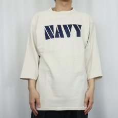 画像2: 70's ARTEX USA製 "NAVY" ラバープリント フットボールTシャツ XL (2)