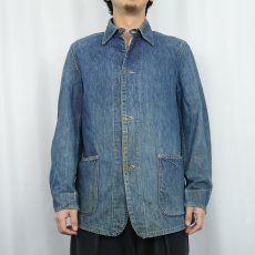 画像2: 40's 月桂樹ボタン デニムカバオール (2)