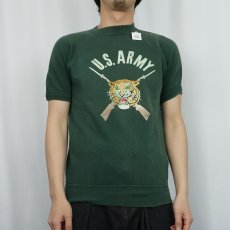 画像2: 60's Sportswear by Collegiate "U.S.ARMY" フロッキープリント 半袖ラグランスウェット (2)