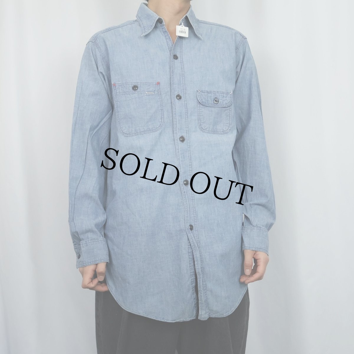 画像2: 40's ROOMY RICHARD "ガチャポケ" マチ付き シャンブレーシャツ (2)