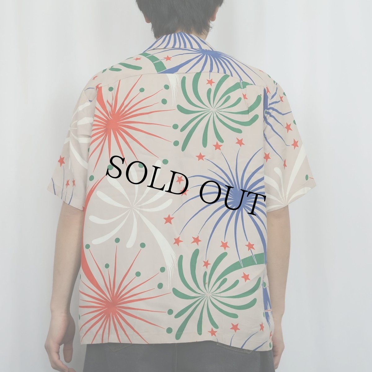 画像3: 50's Benmar "4th of July" 花火柄 レーヨンハワイアンシャツ (3)