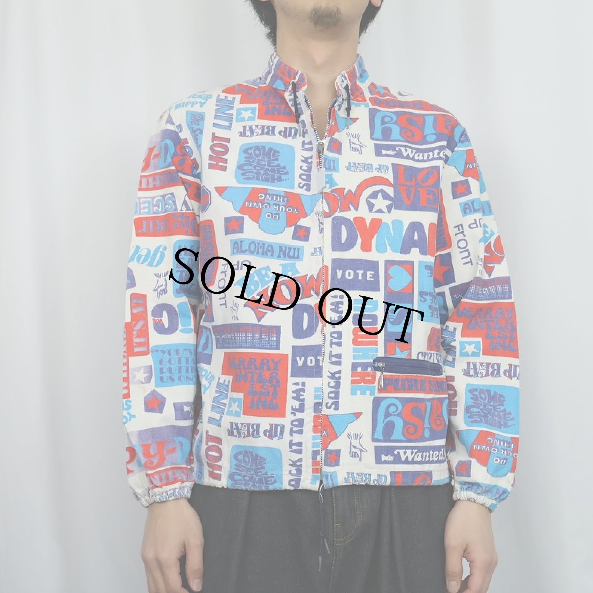 画像2: 60〜70's Sir Jac ポップアート 総柄コットンジャケット M (2)