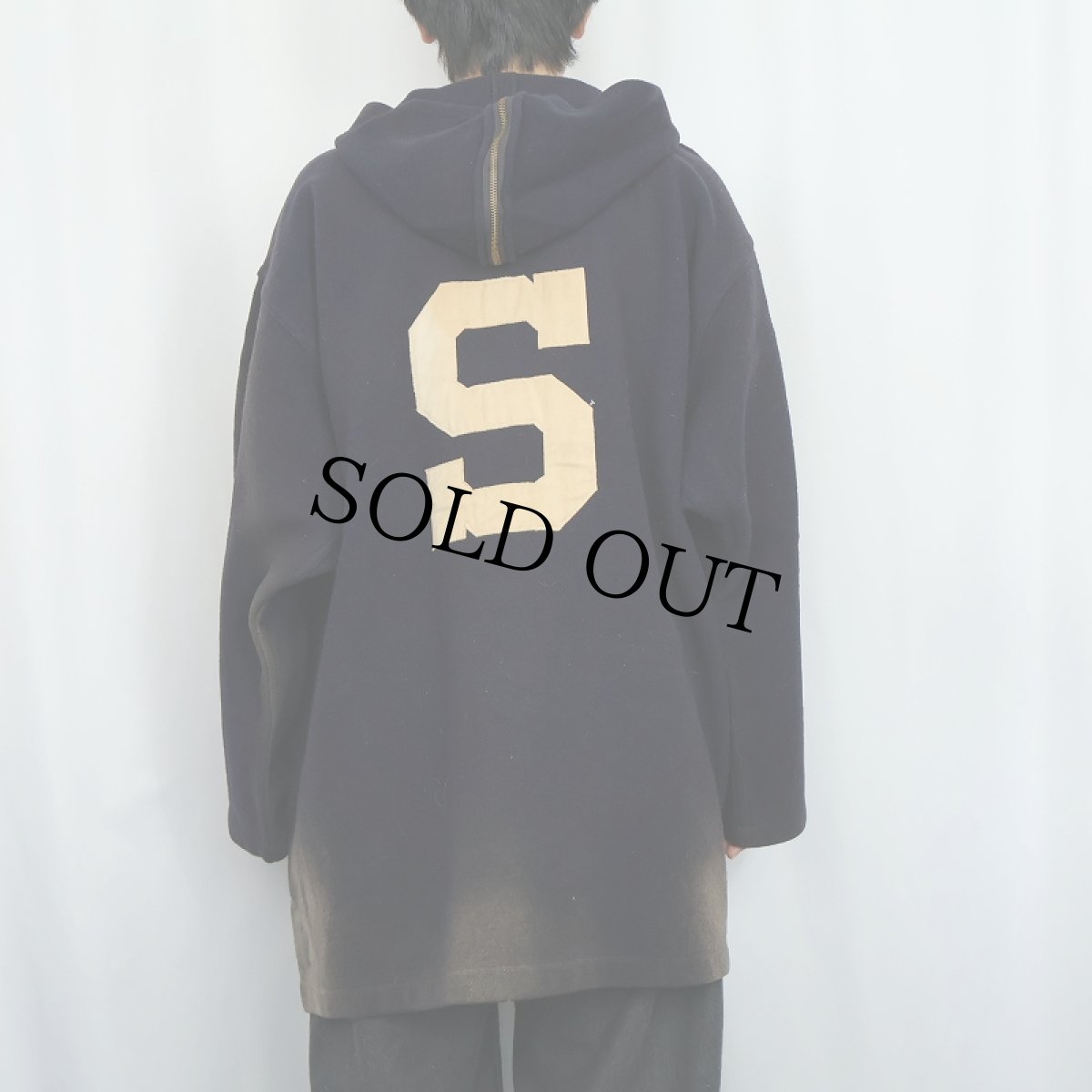 画像6: 30〜40's SHENK & TITTLE SPORT ハーフジップ ウールアスレチックパーカー NAVY L (6)