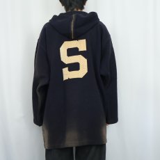 画像4: 30〜40's SHENK & TITTLE SPORT ハーフジップ ウールアスレチックパーカー NAVY L (4)