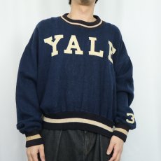 画像2: 〜50's TIM McAULIFFE "YALE" レタード ウールスウェット NAVY SIZE44R (2)