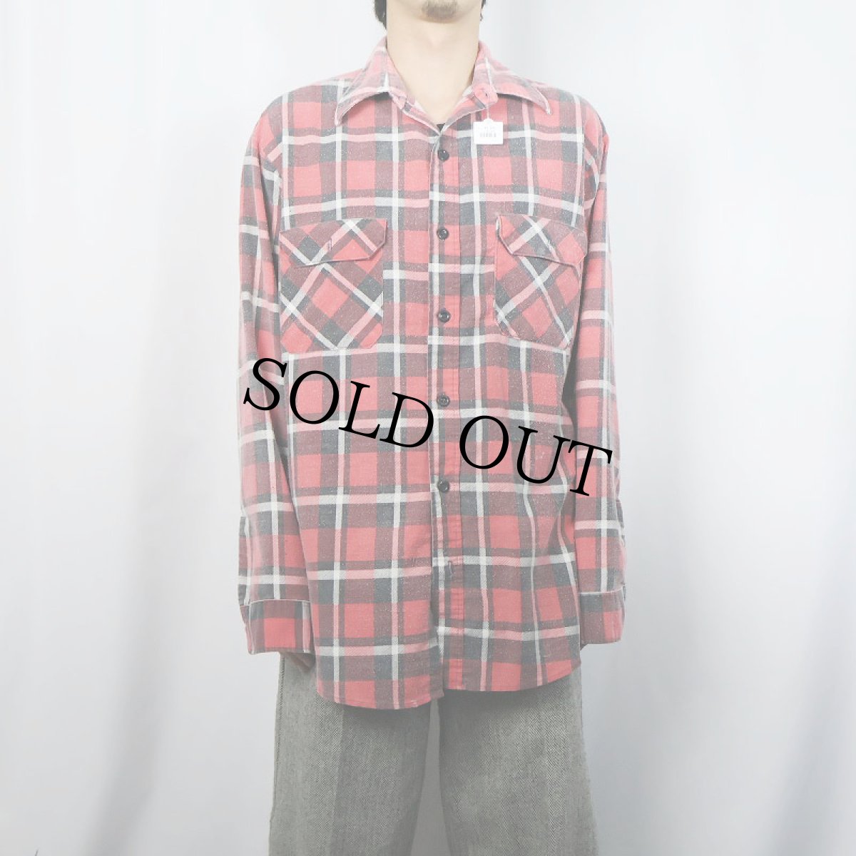 画像2: 70's チェック柄 プリントネルシャツ (2)