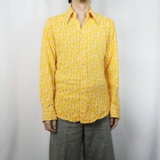 画像2: 70's Puccini di Roma 総柄織り コットン×ポリエステルニットシャツ SIZE15-15 1/2 (2)