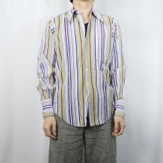 画像2: 70's Cambridge マルチストライプ柄 コットンボタンダウンシャツ (2)