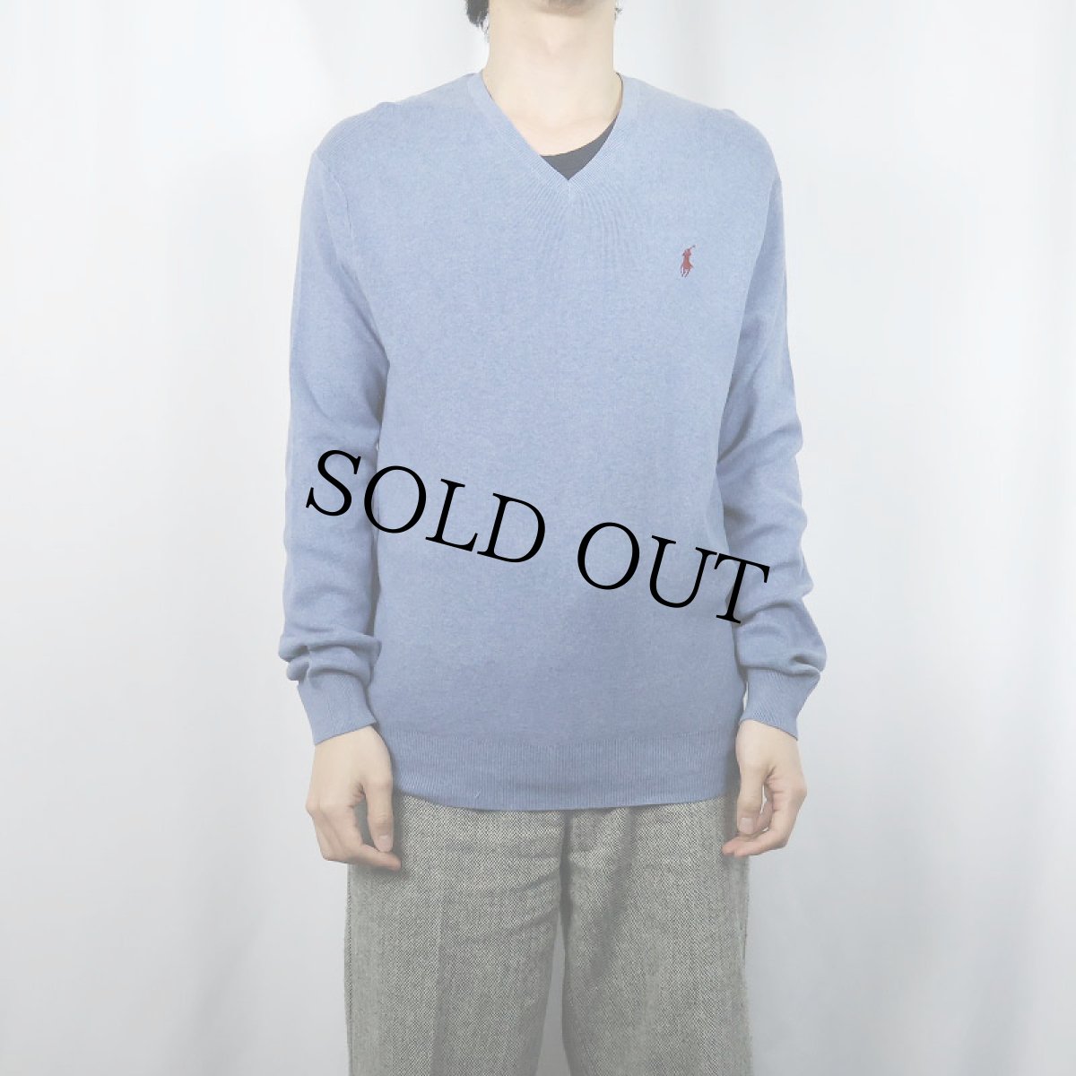 画像2: POLO Ralph Lauren Vネック ピマコットンニットセーター タグ付き未使用 M (2)