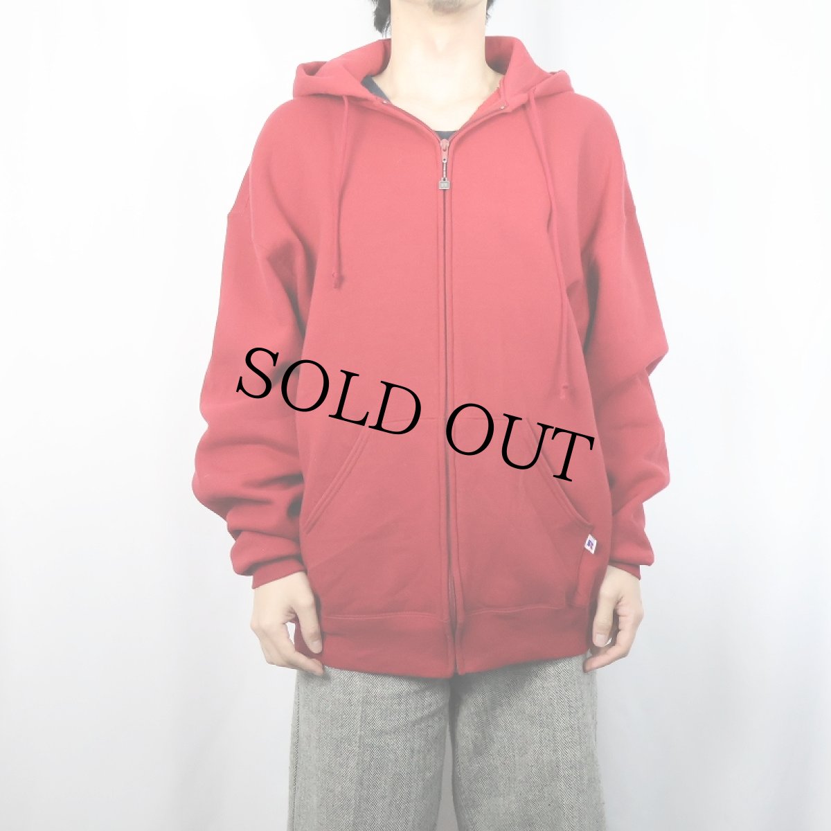 画像2: 90's RUSSELL ATHLETIC USA製 無地スウェットジップパーカー XL (2)