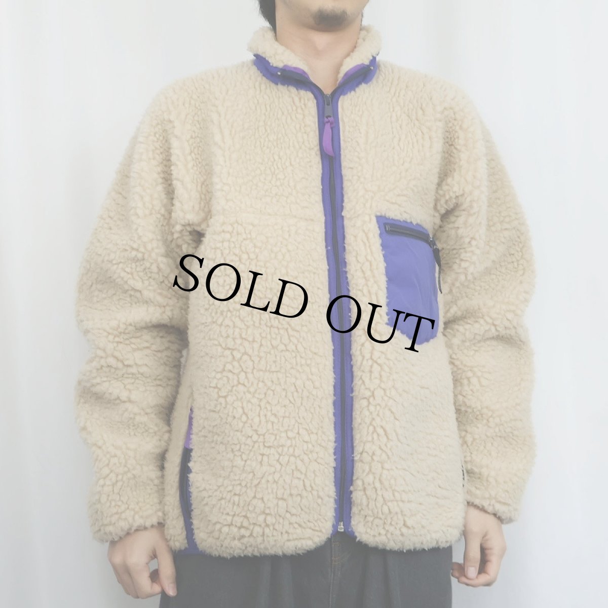 画像2: 80's Patagonia USA製 レトロパイルカーディガン L (2)