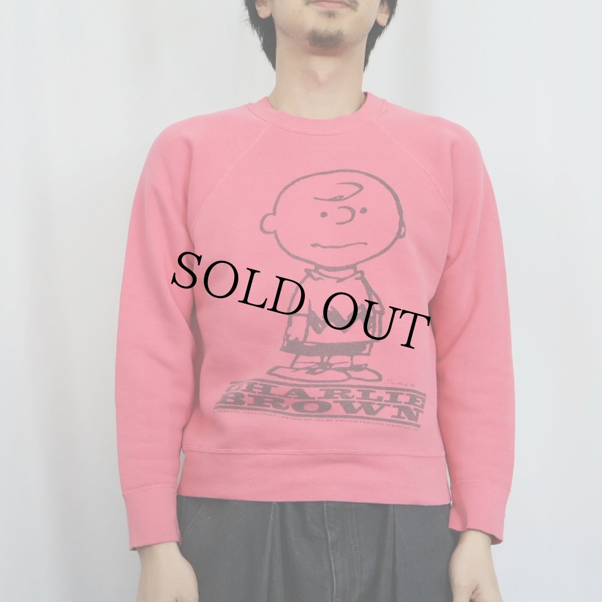 画像3: 60's SPRUCE SNOOPY USA製 "CHARLIE BROWN" 染み込みプリントラグランスウェット M (3)