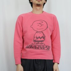画像3: 60's SPRUCE SNOOPY USA製 "CHARLIE BROWN" 染み込みプリントラグランスウェット M (3)