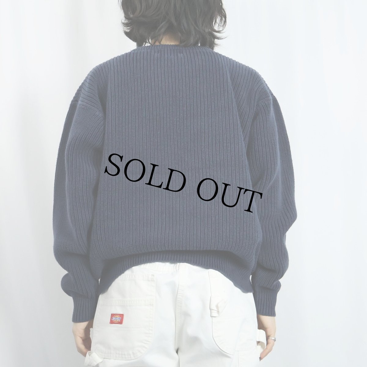 画像3: 90's LANDS' END コットンニットセーター NAVY L (3)
