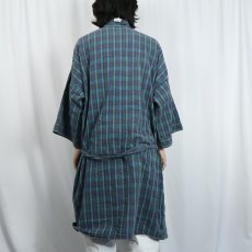 画像3: 90's ORVIS USA製 チェック柄 シアサッカーガウン L (3)