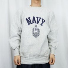 画像2: 90's MVP USA製 REVERSE WEAVE TYPE "NAVY" プリントスウェット L (2)