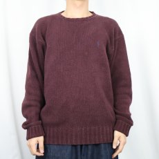 画像2: POLO Ralph Lauren ロゴ刺繍 コットンニットセーター L (2)