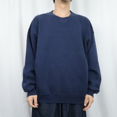 画像2: 90's RUSSELL ATHLETIC 前V 無地スウェット NAVY XXL (2)