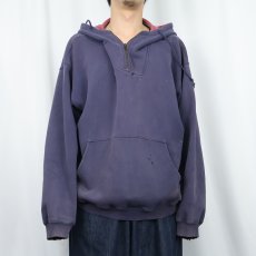 画像2: 80〜90's Eddie Bauer ハーフジップ スウェットフーディー L (2)