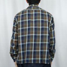 画像3: 60's Van Heusen チェック柄 コットンポリ オープンカラーシャツ M (3)