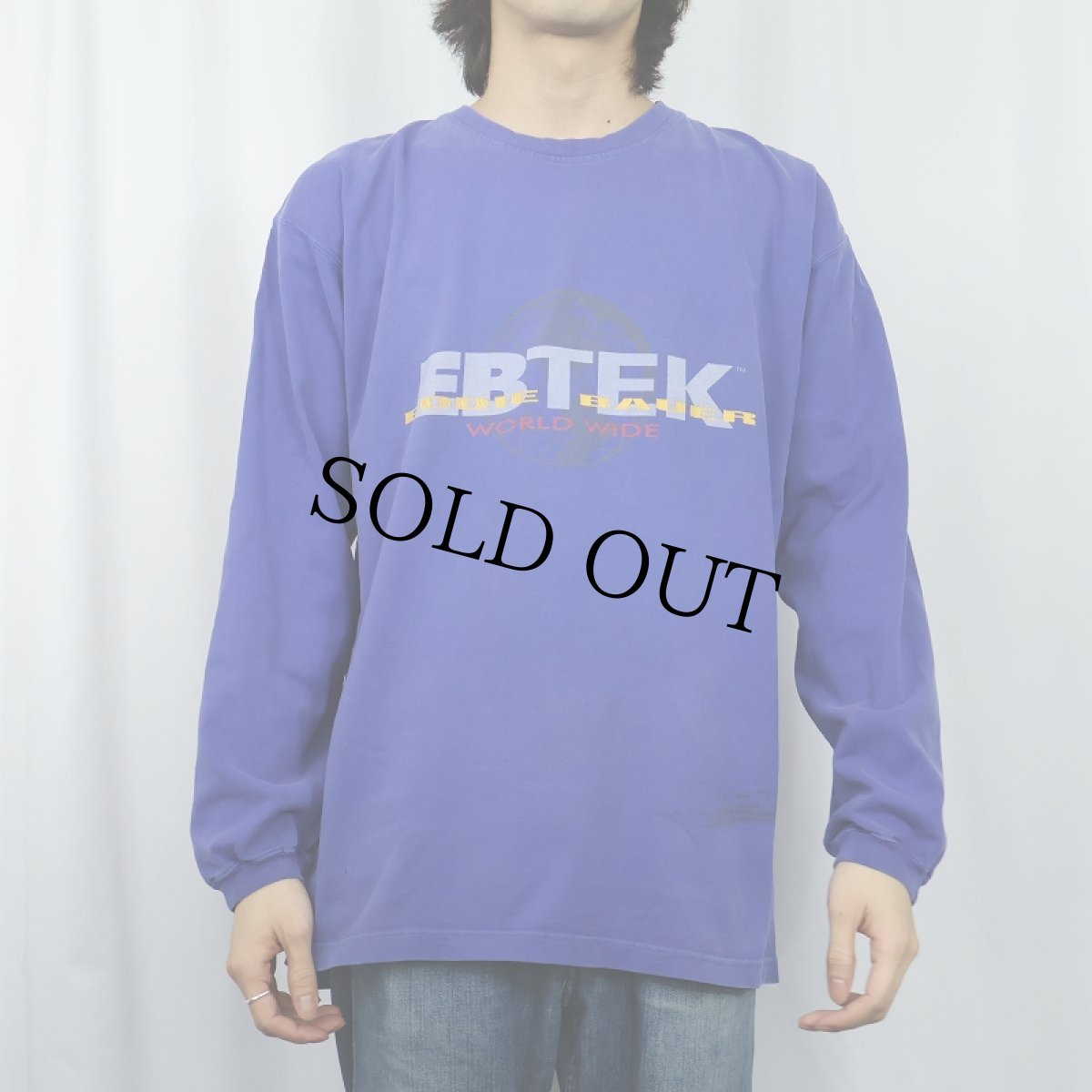 画像2: 90's Eddie Bauer EBTEK CANADA製 ロゴプリントロンT M (2)