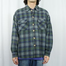 画像2: QUIKSILVER チェック柄 コットンワッフルシャツ L (2)