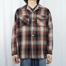 画像2: 50〜60's Woolmaster チェック柄 ウールオープンカラーシャツ (2)