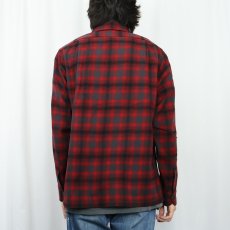 画像3: 50's PENDLETON オンブレーチェック柄 ウールオープンカラーシャツ M (3)