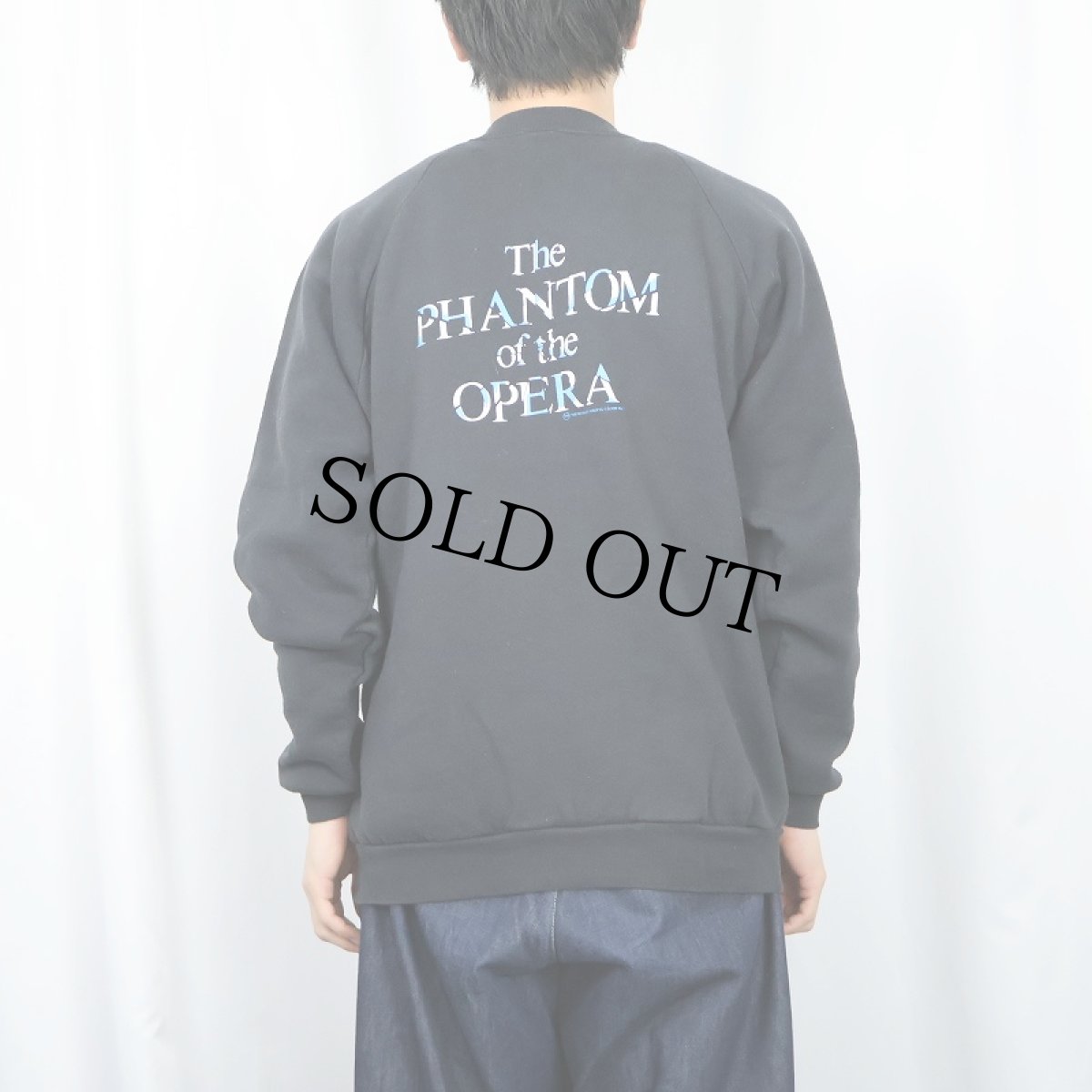画像4: 80's The PHANTOM of the OPERA USA製 ミュージカルプリントラグランスウェット BLACK XL (4)