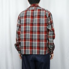 画像3: 60's チェック柄 アクリル×ウールオープンカラーシャツ (3)