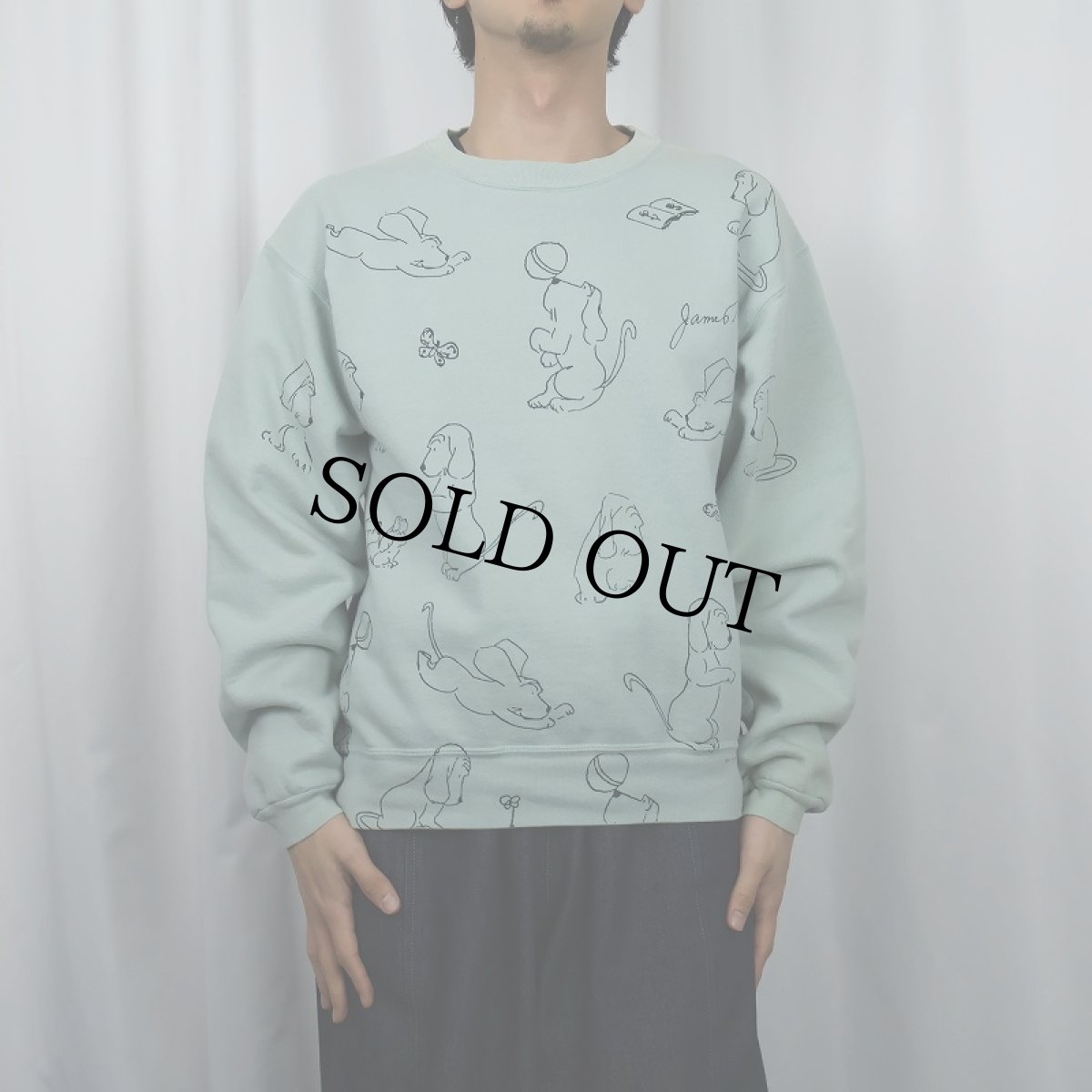 画像2: 90's James Thurber USA製 "Thurber's Dogs" アートプリントスウェット M (2)
