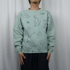 画像2: 90's James Thurber USA製 "Thurber's Dogs" アートプリントスウェット M (2)