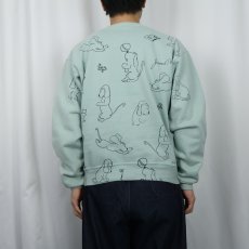 画像3: 90's James Thurber USA製 "Thurber's Dogs" アートプリントスウェット M (3)