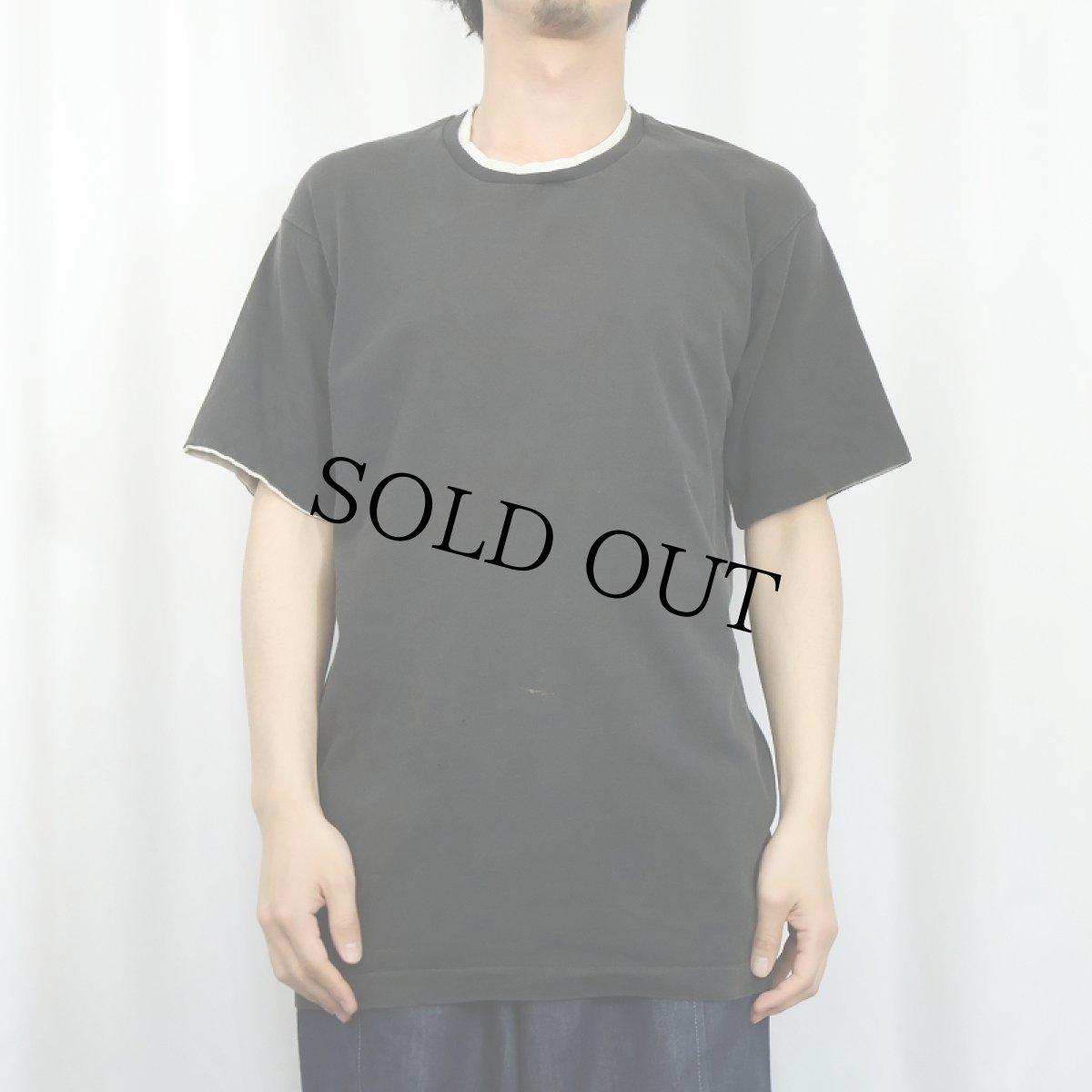 画像2: 90's FRUIT OF THE LOOM USA製 レイヤードデザイン 無地Tシャツ BLACK L (2)