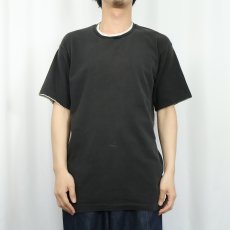 画像2: 90's FRUIT OF THE LOOM USA製 レイヤードデザイン 無地Tシャツ BLACK L (2)