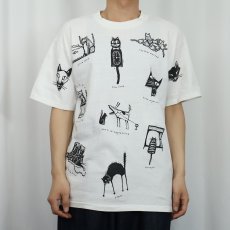 画像2: 90's Studio Roja USA製 猫プリントTシャツ L (2)